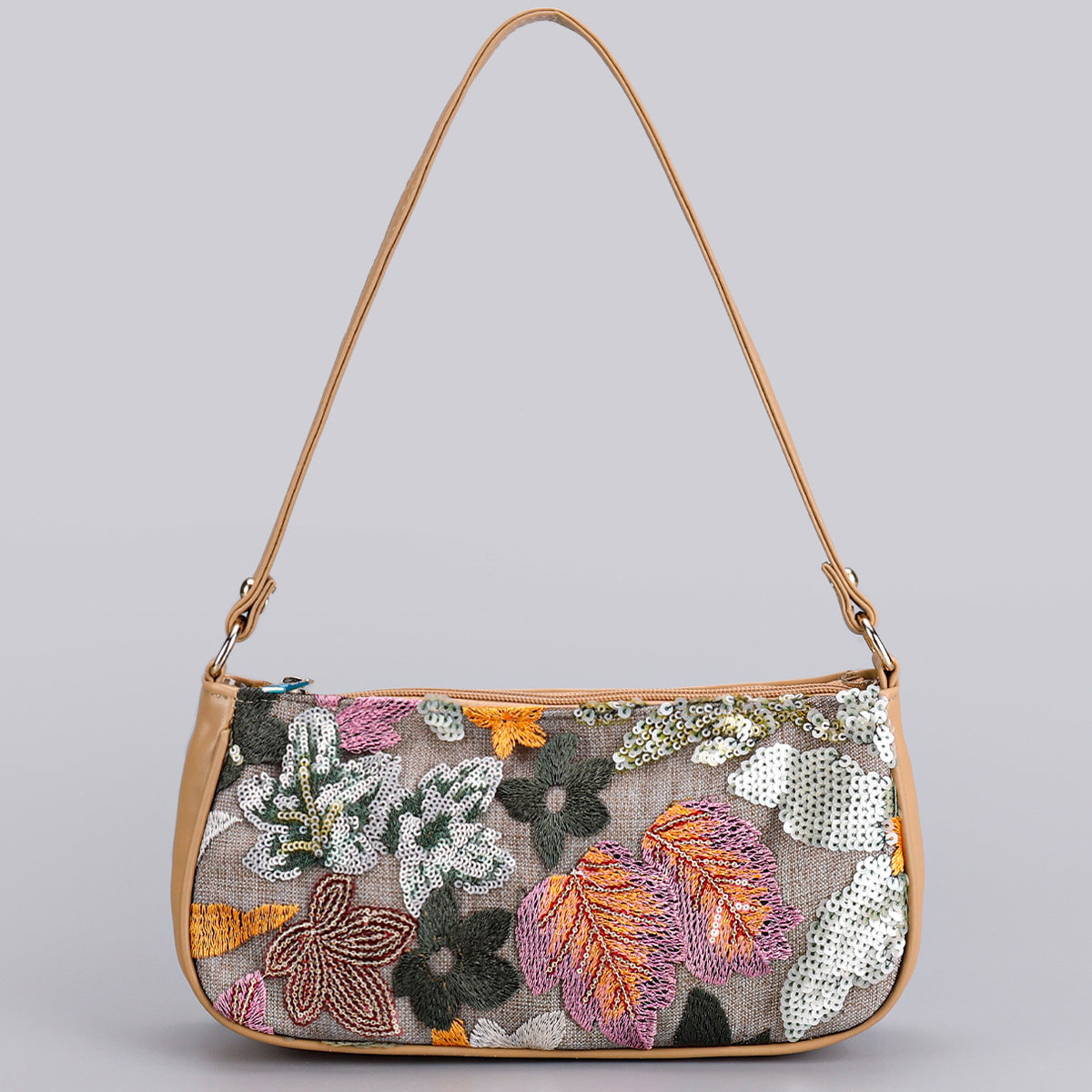 Wholesale sequin embroidered flower shoulder bag